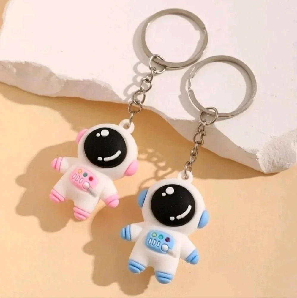 Pink blue couples set astronaut suit pastel keychain mini keyring cute bag purse